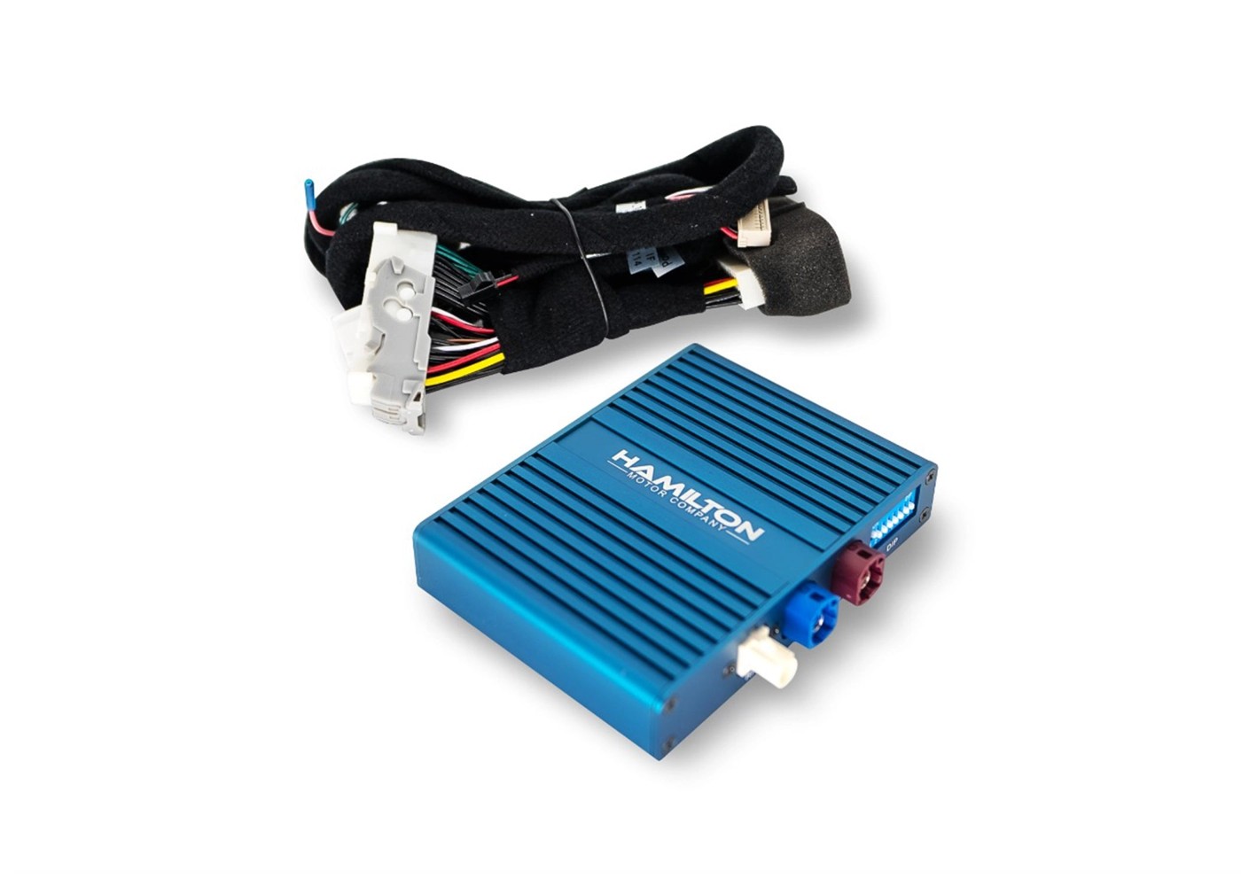 Hamilton Motor Company factory-screen integration module and vehicle wiring harness