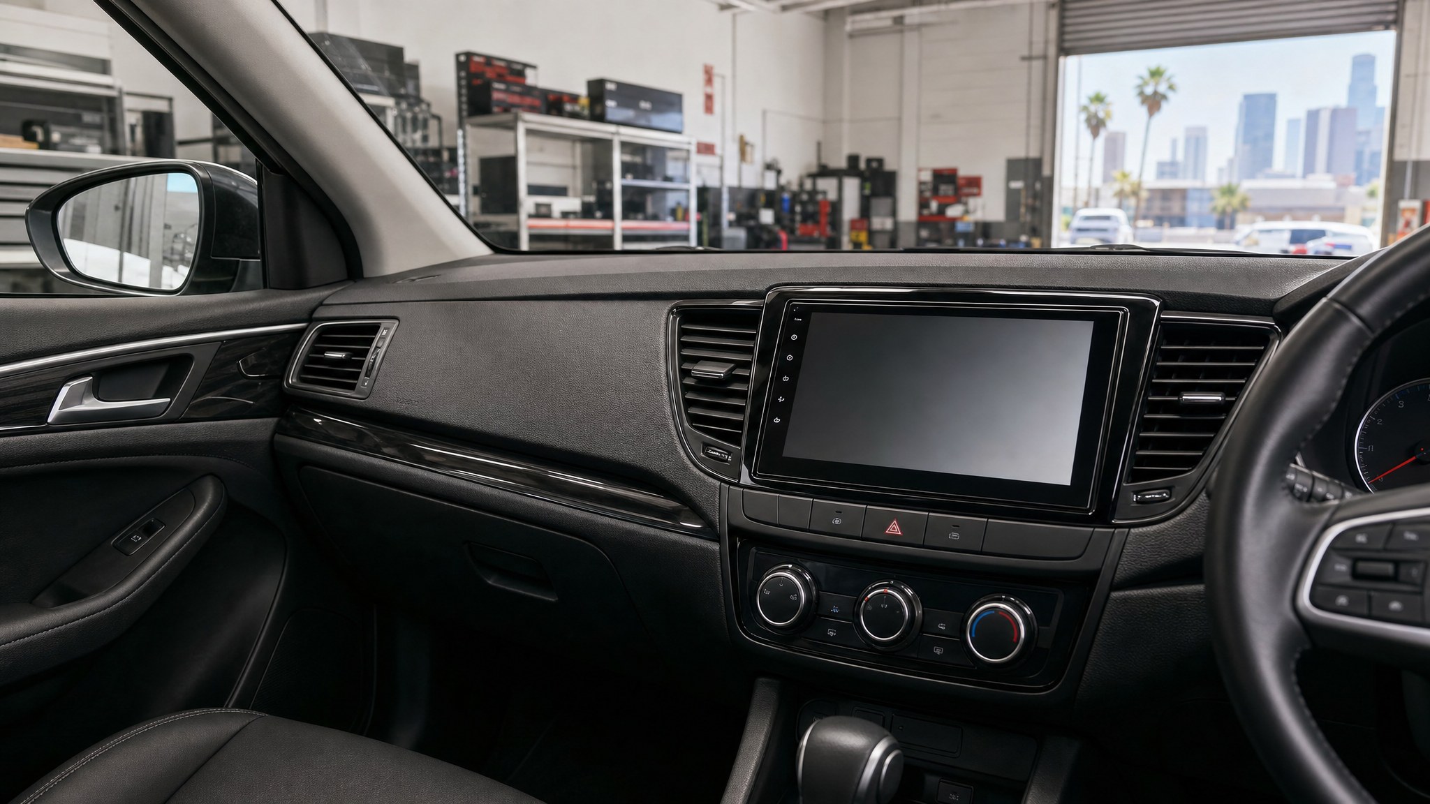 Modern aftermarket touchscreen stereo fitted cleanly into a vehicle dashboard