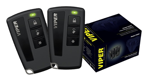 Viper 3108V security system packaging and two one-way remotes