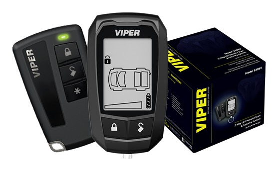Viper 5308V remote-start and security system packaging with LCD and companion remotes