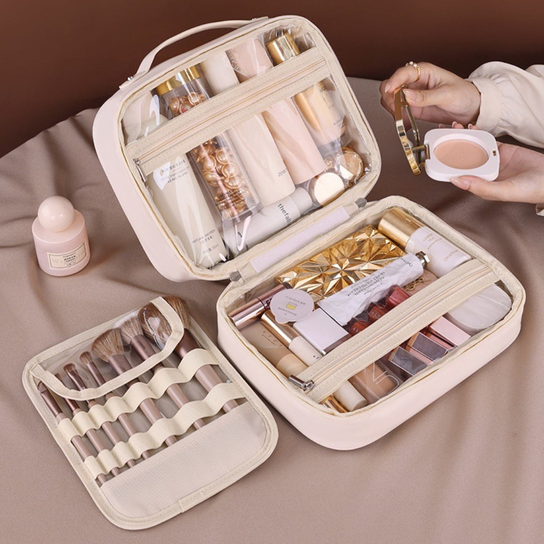 Compartment makeup bag for beauty storage