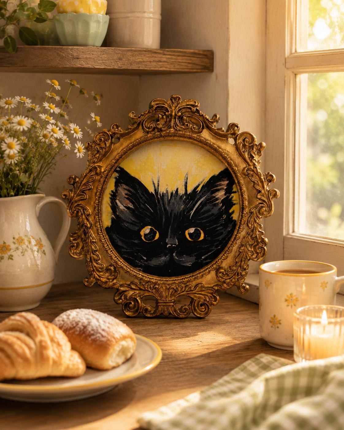 Black cat in miniature frame, view 5