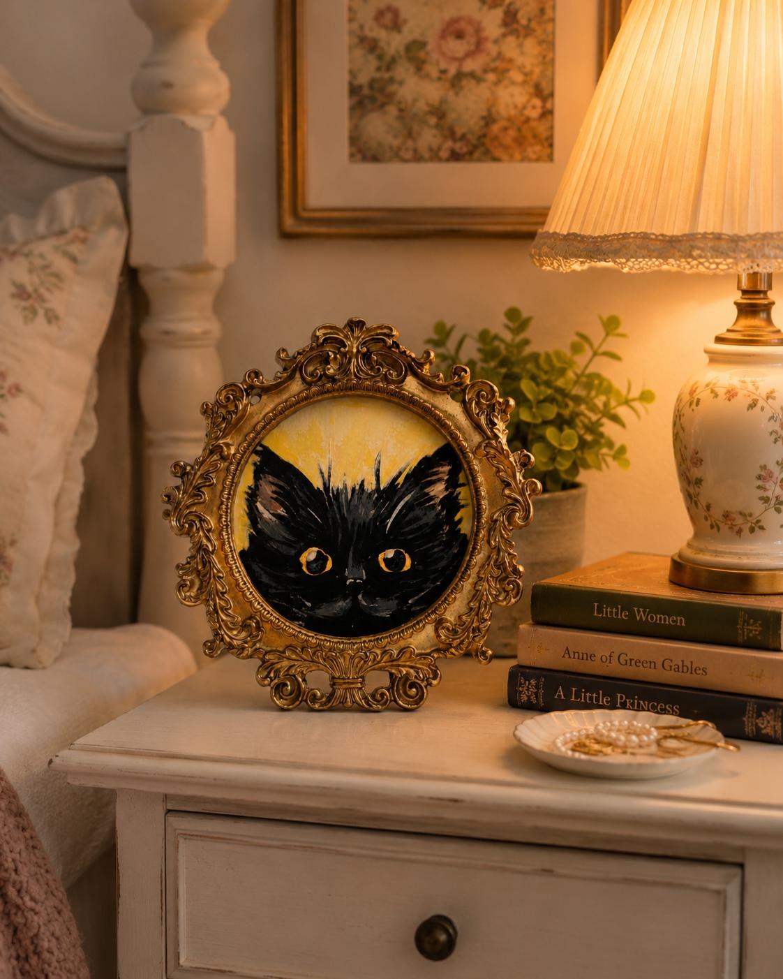 Black cat in miniature frame, view 6