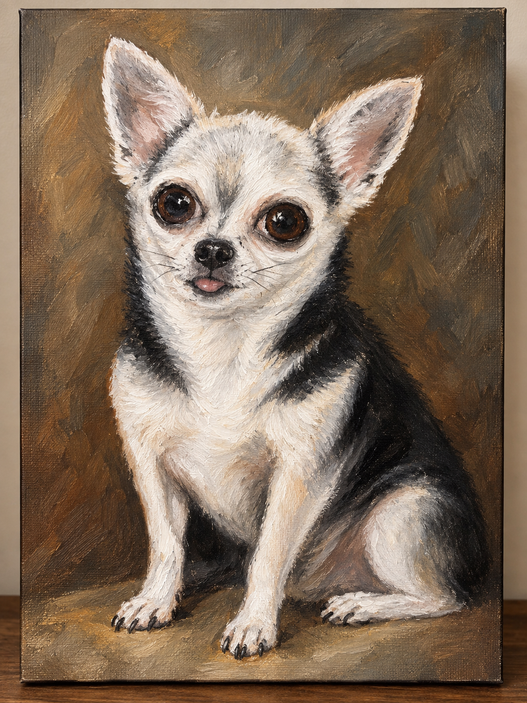 Hand-painted Chihuahua portrait on canvas