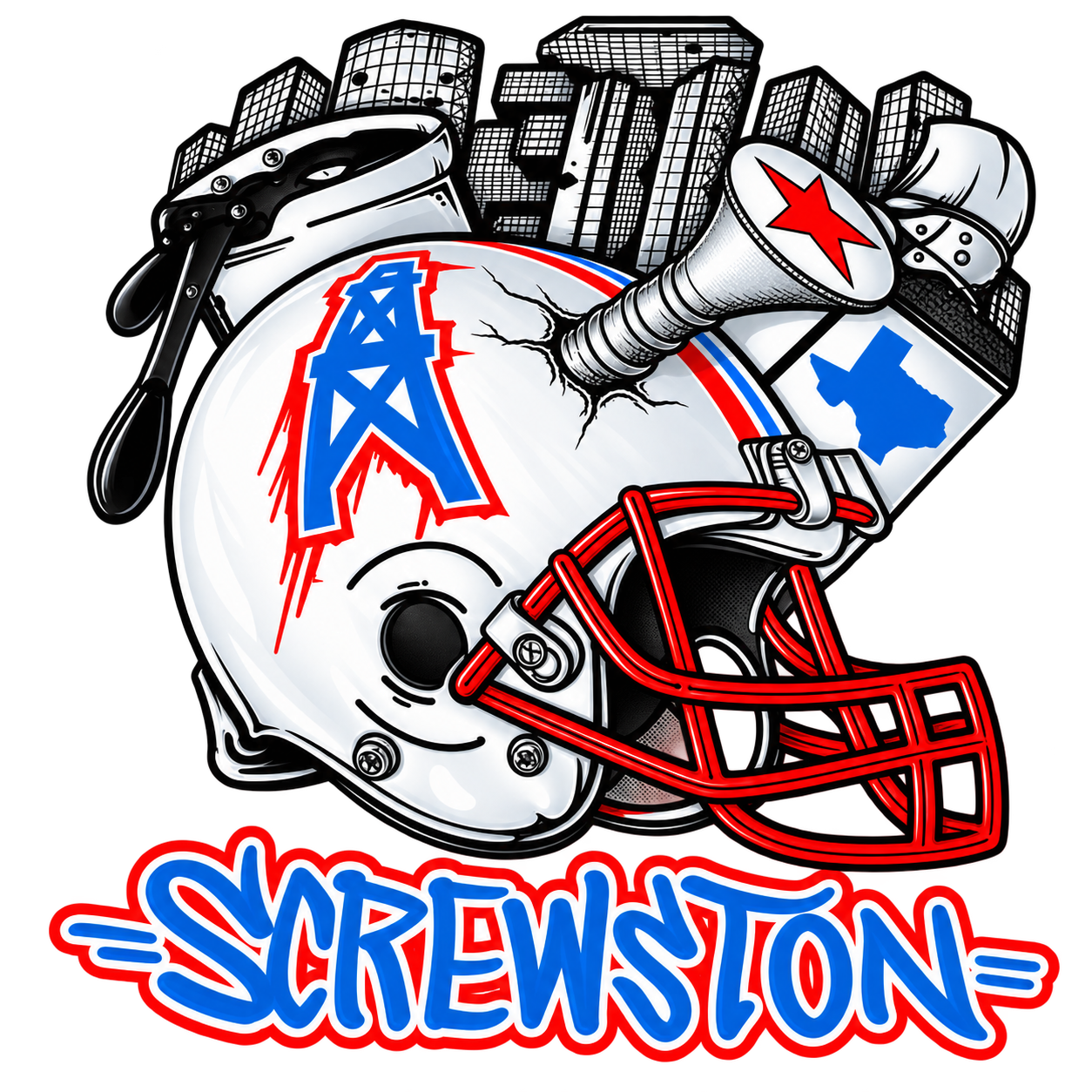 Screenprint football helmet illustration