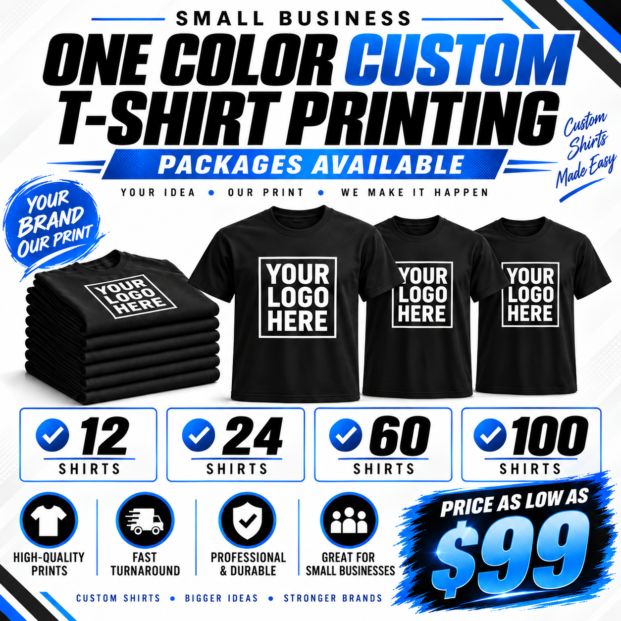 One-color custom T-shirt printing package