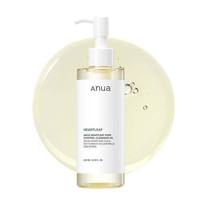 ANUA Heartleaf Pore Control Cleansing Oil bottle with a white pump