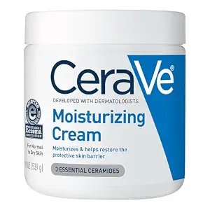 White CeraVe Moisturizing Cream jar with a blue label, 19 oz
