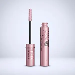 Pink Maybelline Lash Sensational Sky High mascara tube and wand