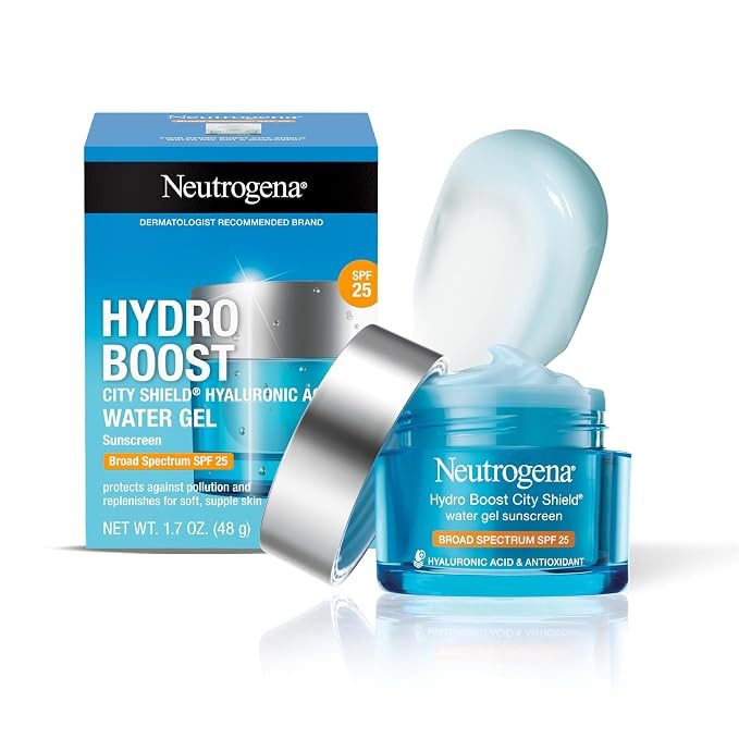 Neutrogena Hydro Boost City Shield blue jar and box, SPF 25, 1.7 oz