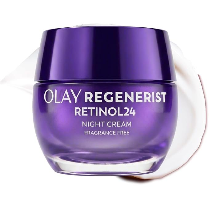 Purple Olay Regenerist Retinol24 Night Cream jar, fragrance-free