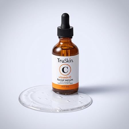 TruSkin Vitamin C Facial Serum, amber glass bottle with a black dropper, 2 fl oz