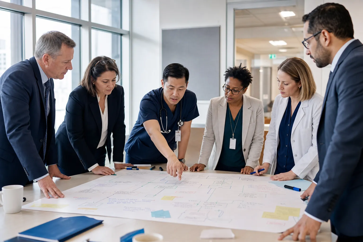 Healthcare leaders coordinating recovery work