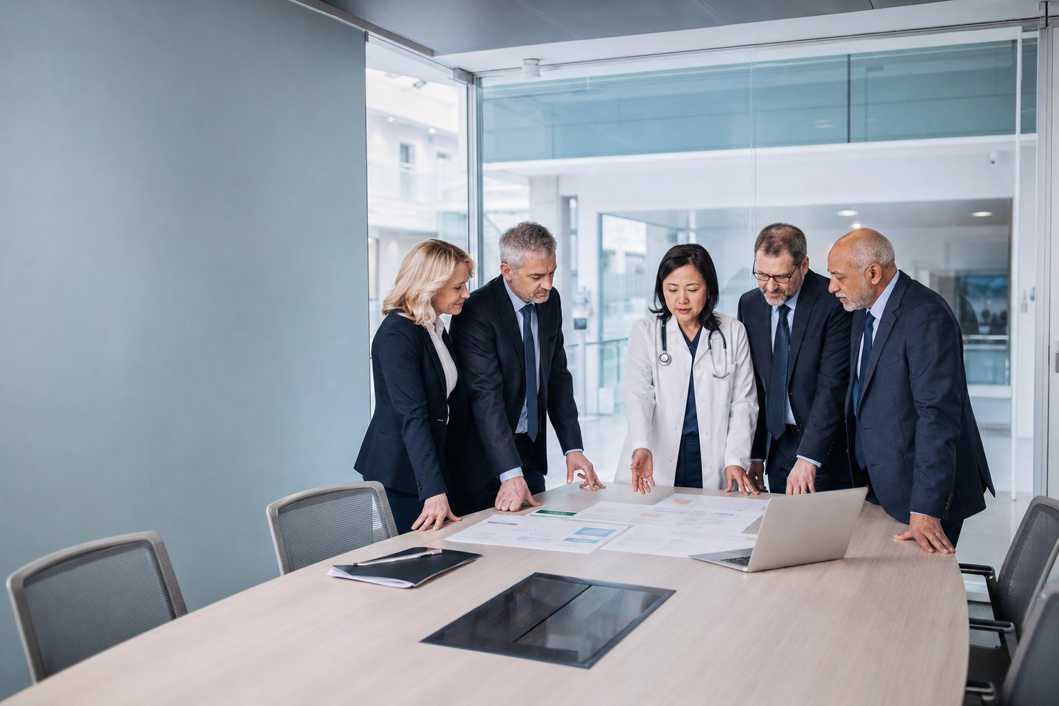 Healthcare leaders reviewing an EHR implementation plan together