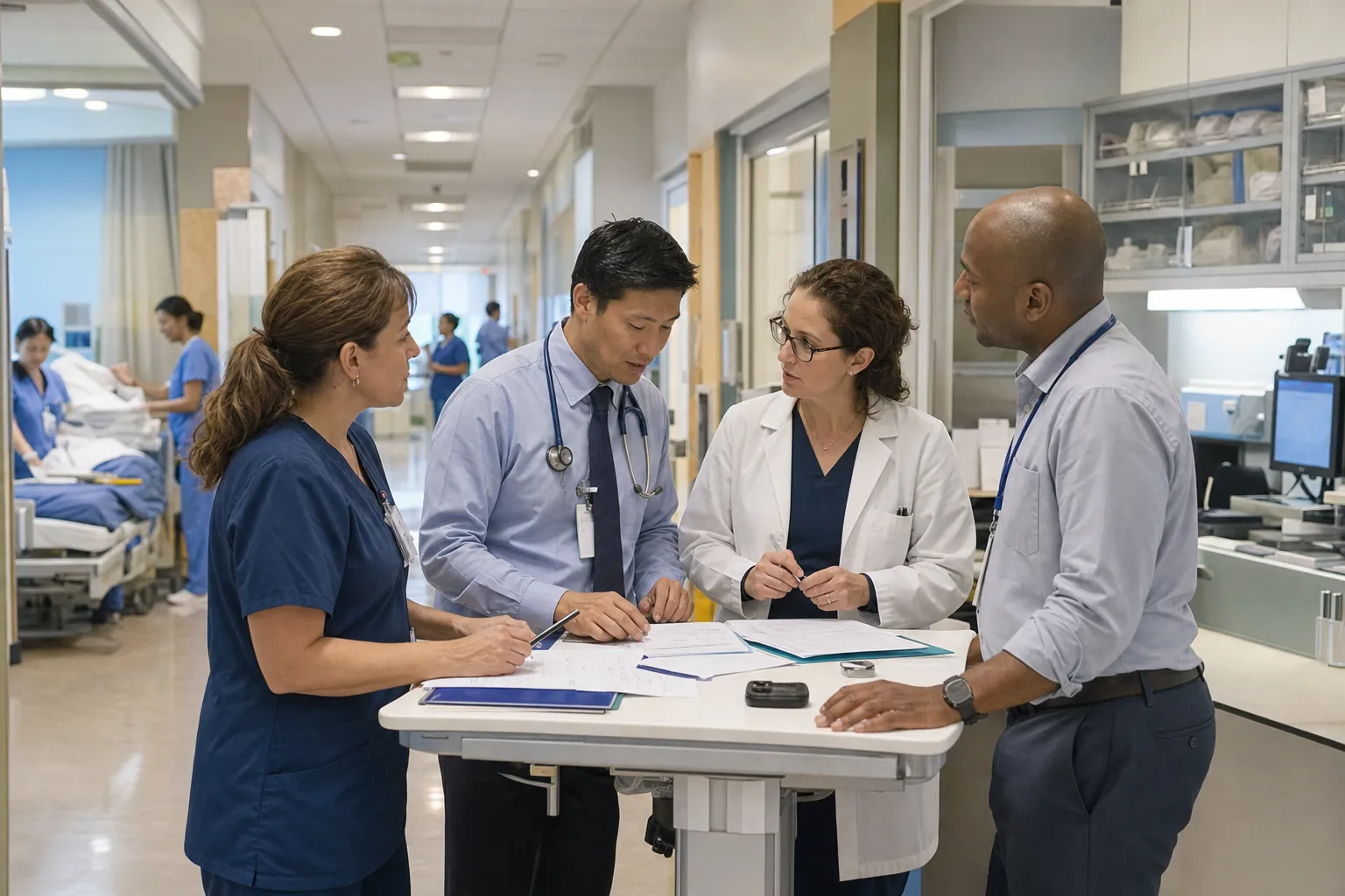 Healthcare leaders coordinating recovery work