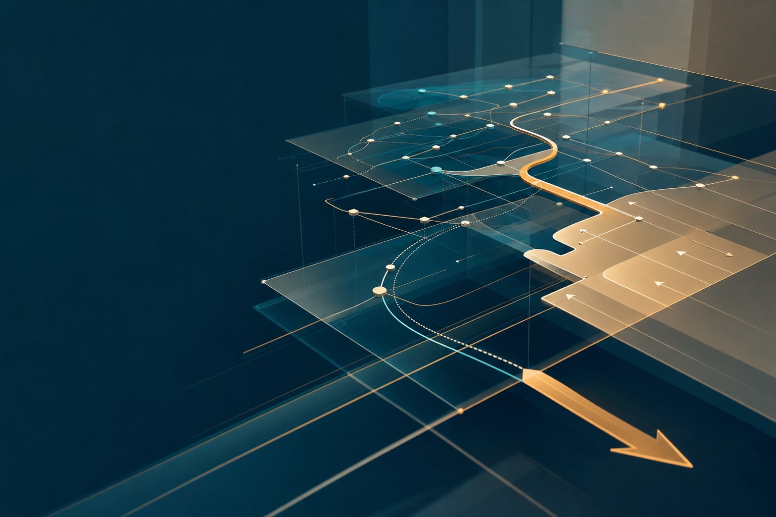 Abstract visual of connected healthcare operating decisions and performance signals
