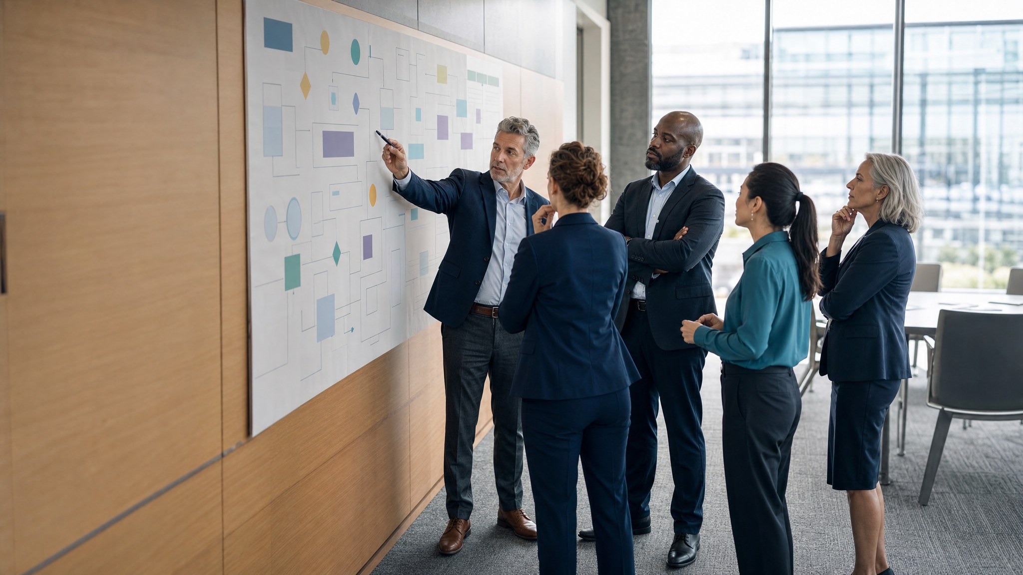 Healthcare leaders working through an enterprise transformation strategy together