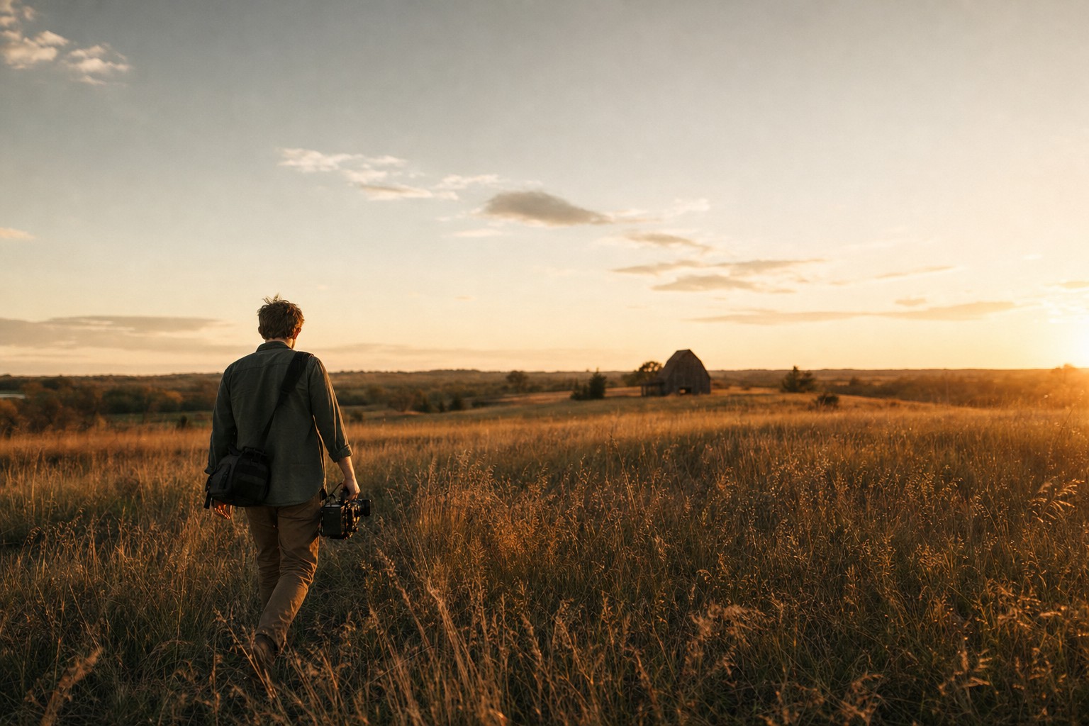 Production professional assessing an outdoor filming location