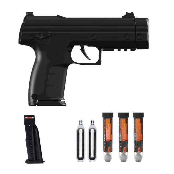 Byrna LE Universal Kit in black, launcher and pictured supplies