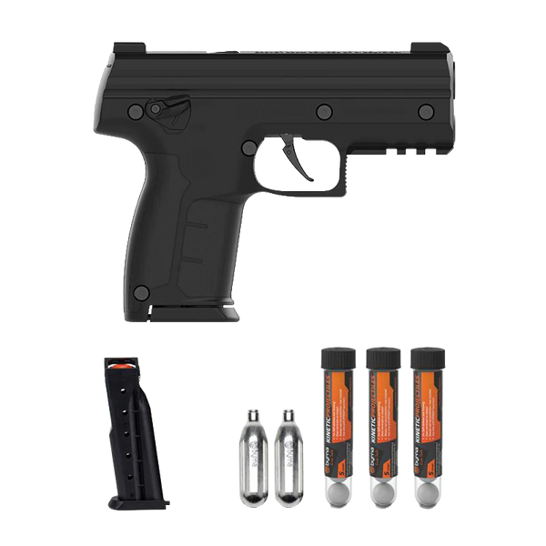Byrna SD Universal Kit in black, launcher and pictured supplies