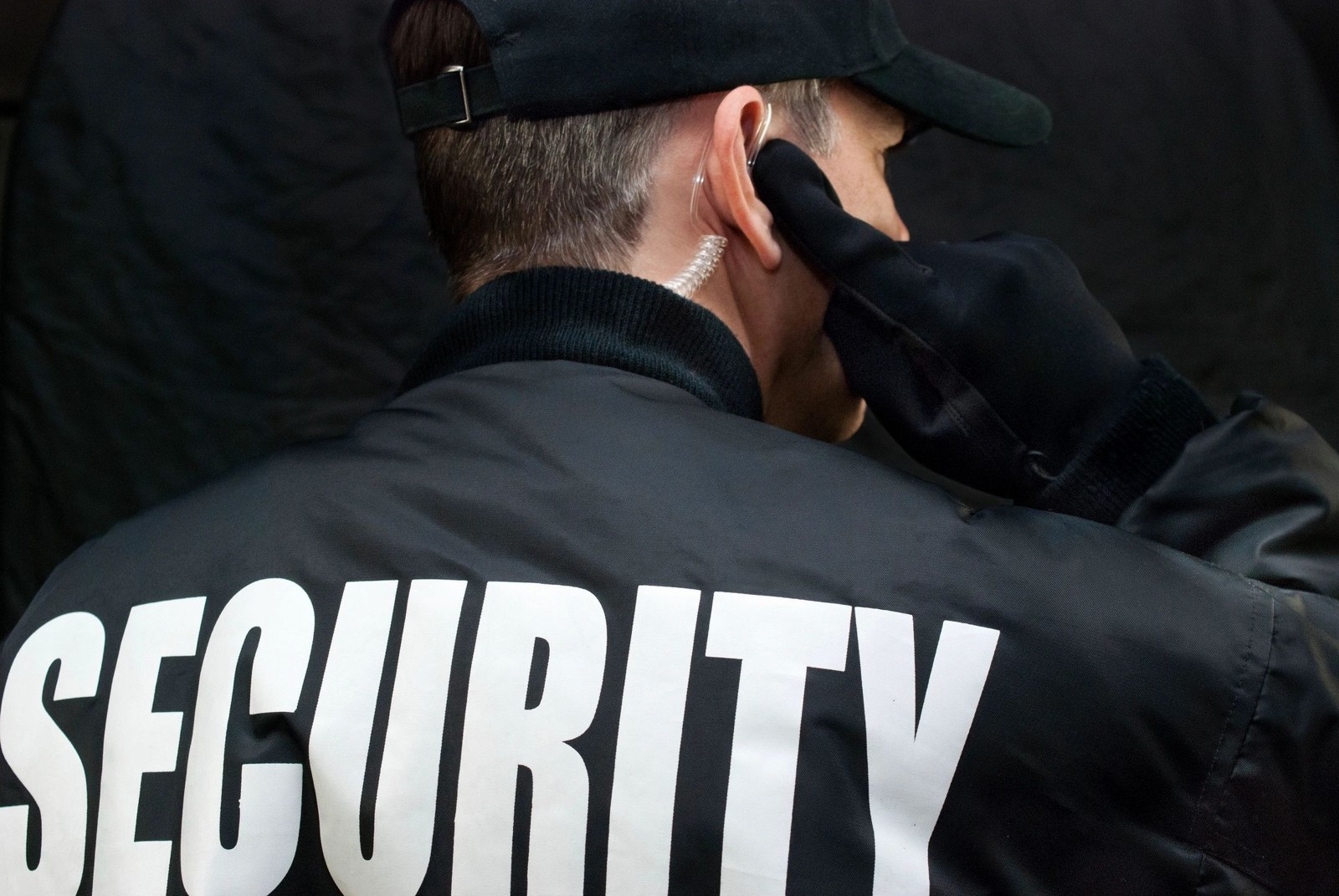 Security officer with a radio