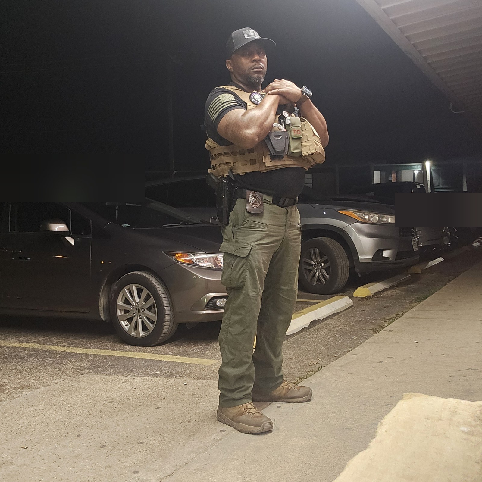 Guardian officer providing nighttime security