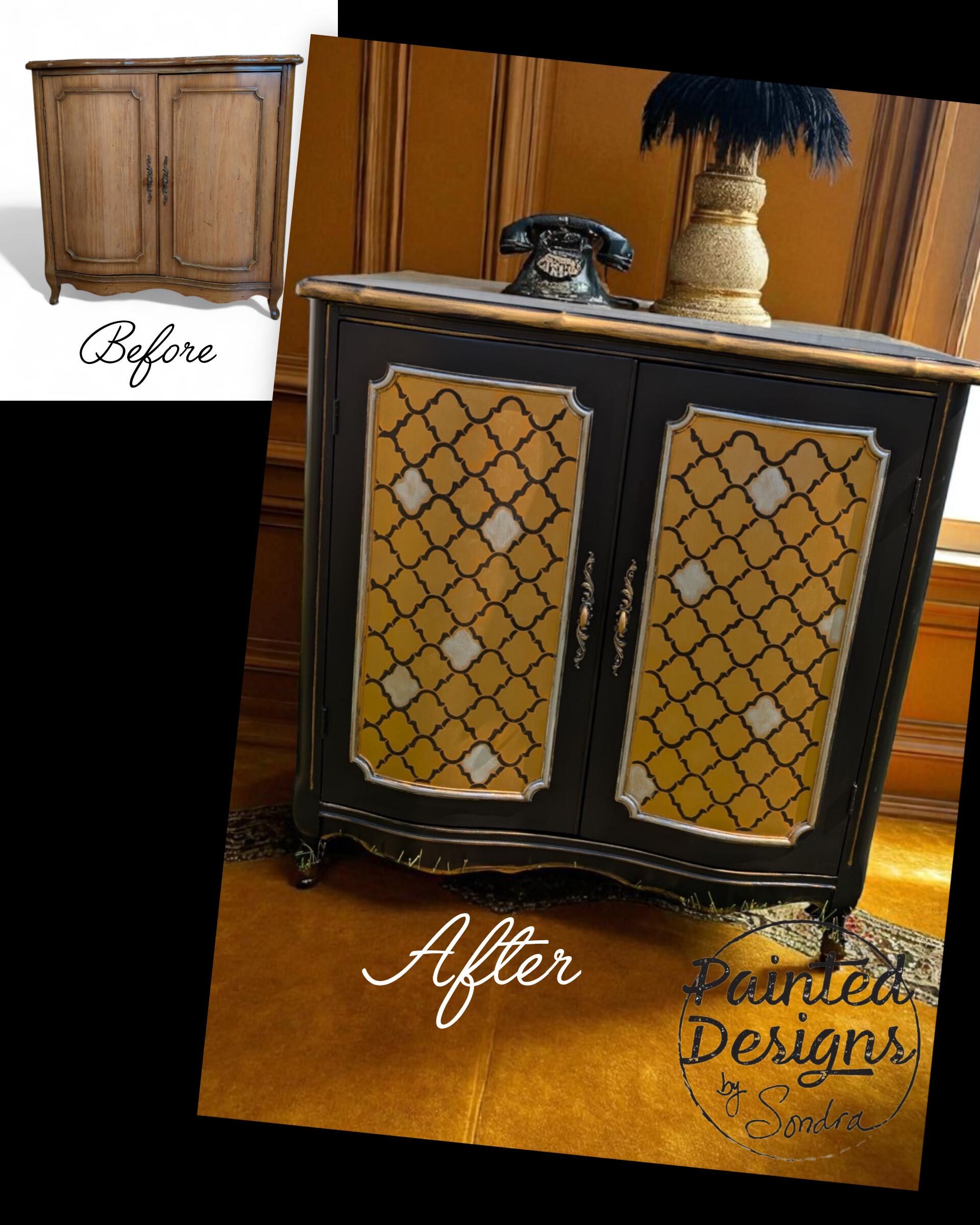 CUTOM ORDER *OPTION: Black & Gold French Themed Buffet - sideboard - entry table - credenza - cabinet, view 2