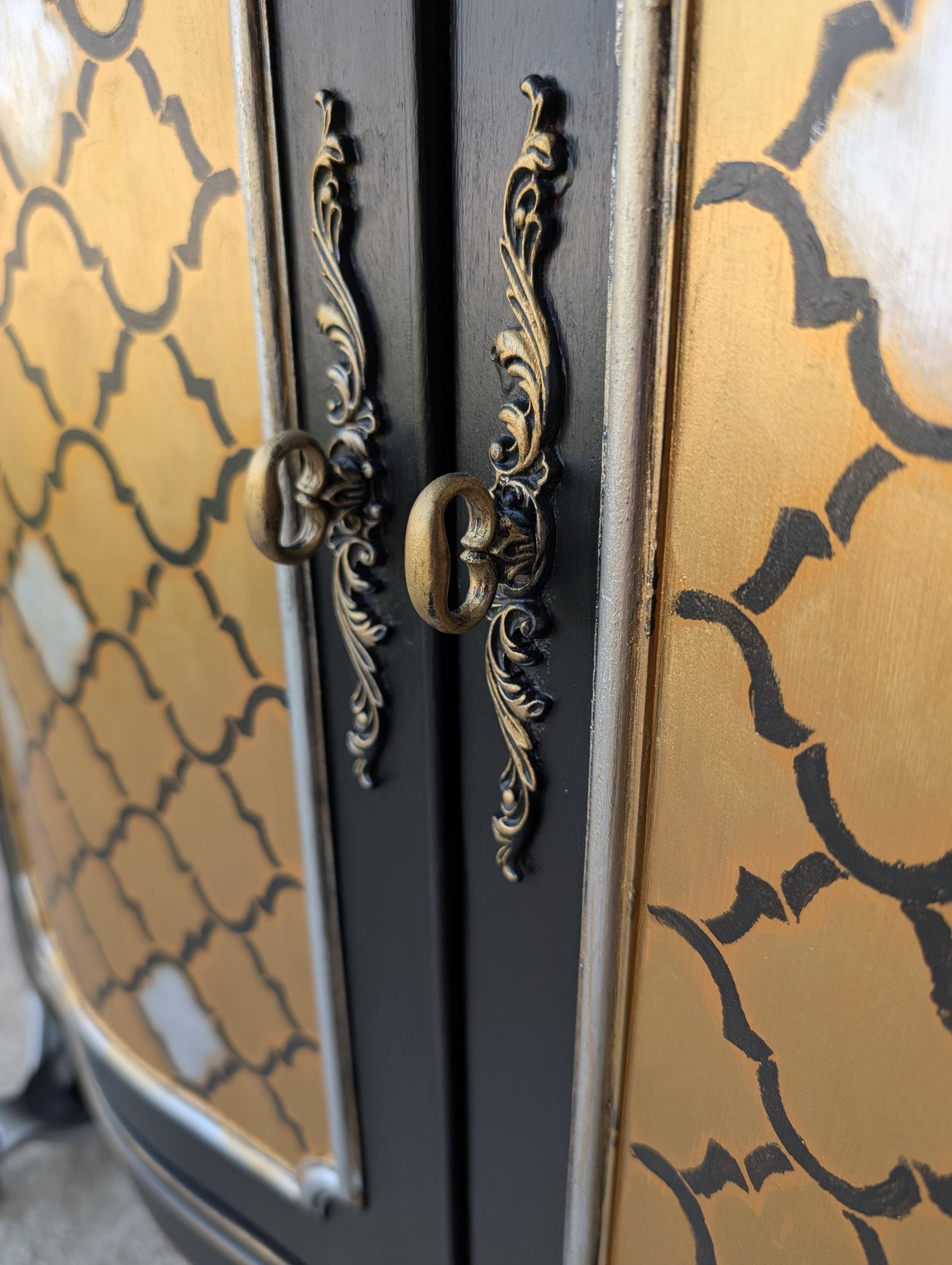 CUTOM ORDER *OPTION: Black & Gold French Themed Buffet - sideboard - entry table - credenza - cabinet, view 3