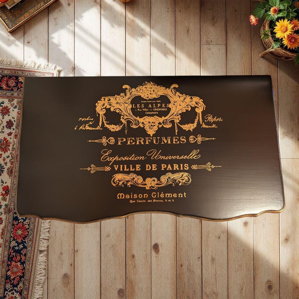 CUTOM ORDER *OPTION: Black & Gold French Themed Buffet - sideboard - entry table - credenza - cabinet, view 5
