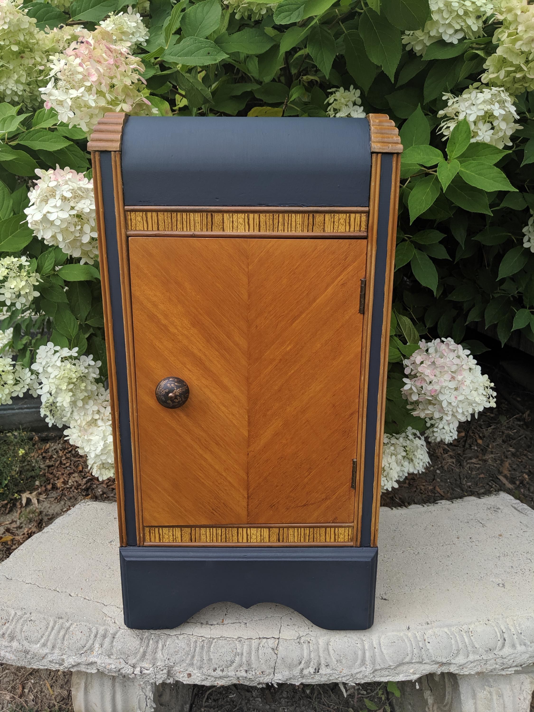 CUSTOM ORDER OPTION: Painted Blue Waterfall Nightstand, End Table, Storage Cabinet