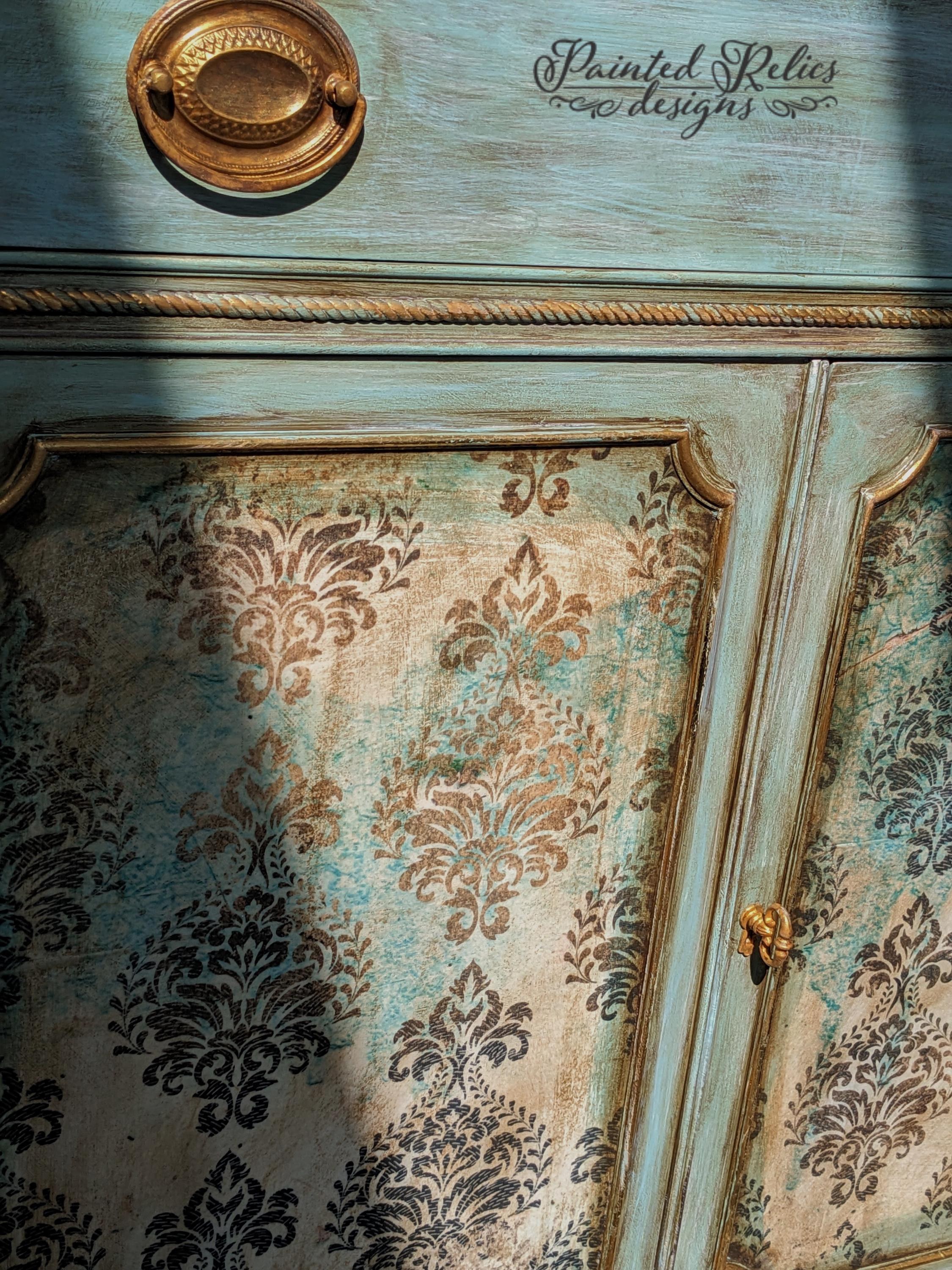 CUSTOM OPTION: French Country Sideboard, Blue & Gold, Decoupage Accents, view 2