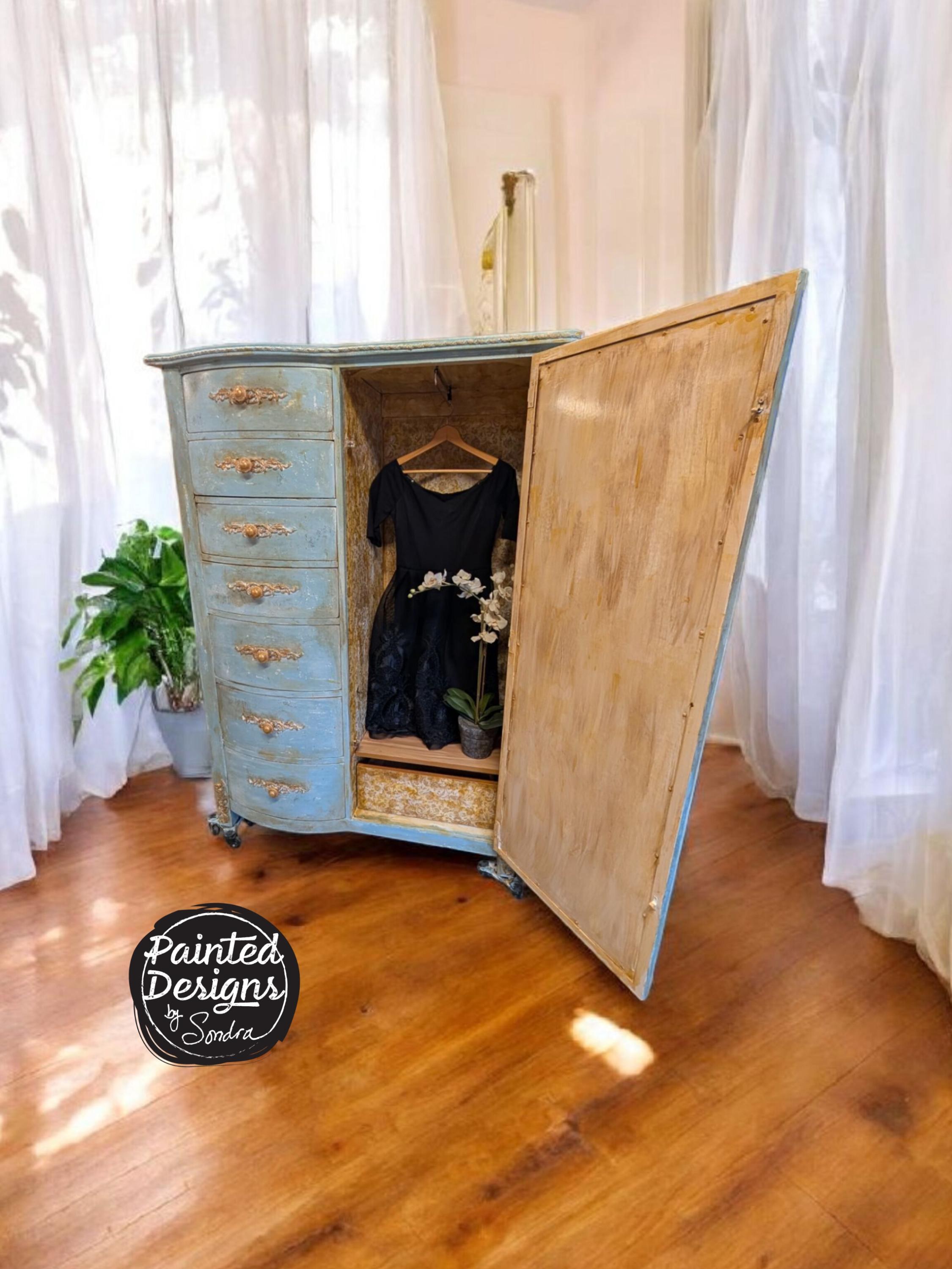 CUSTOM ORDER *OPTION: Blue & Gold French Style Armoire, view 2