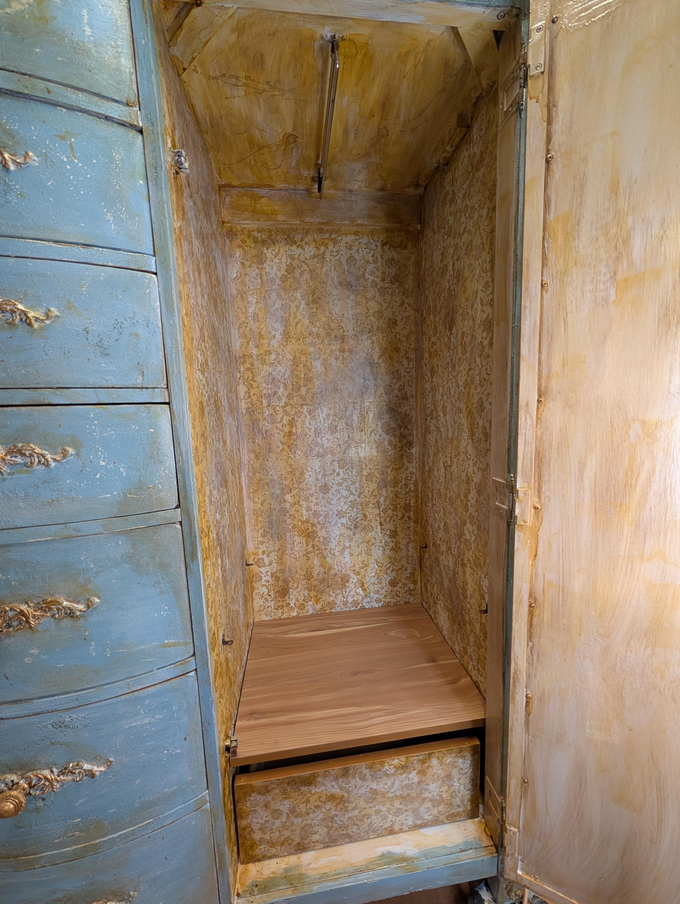 CUSTOM ORDER *OPTION: Blue & Gold French Style Armoire, view 9
