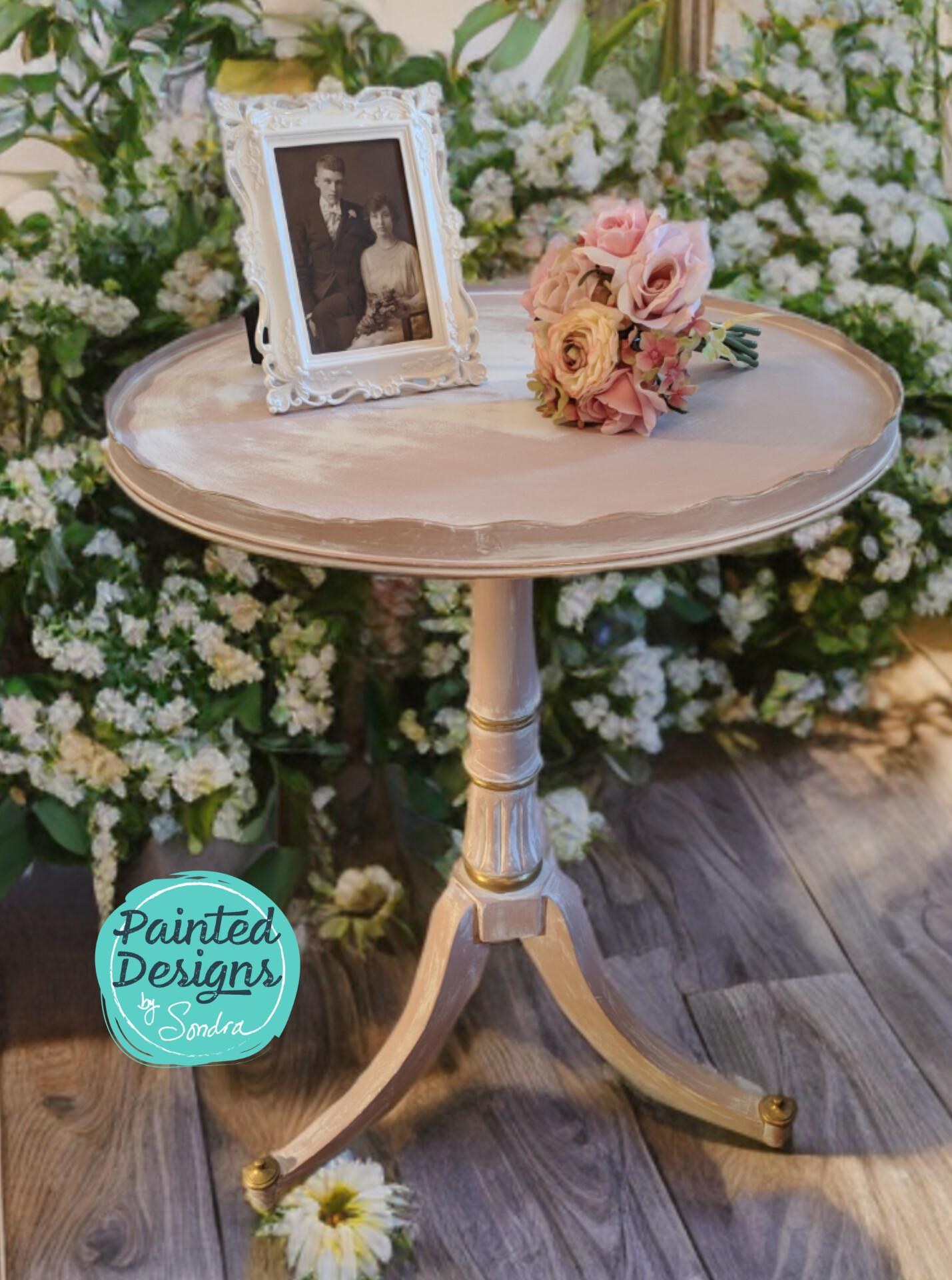 CUSTOM ORDER *OPTION: Painted Soft Pink White Pie Crust Table