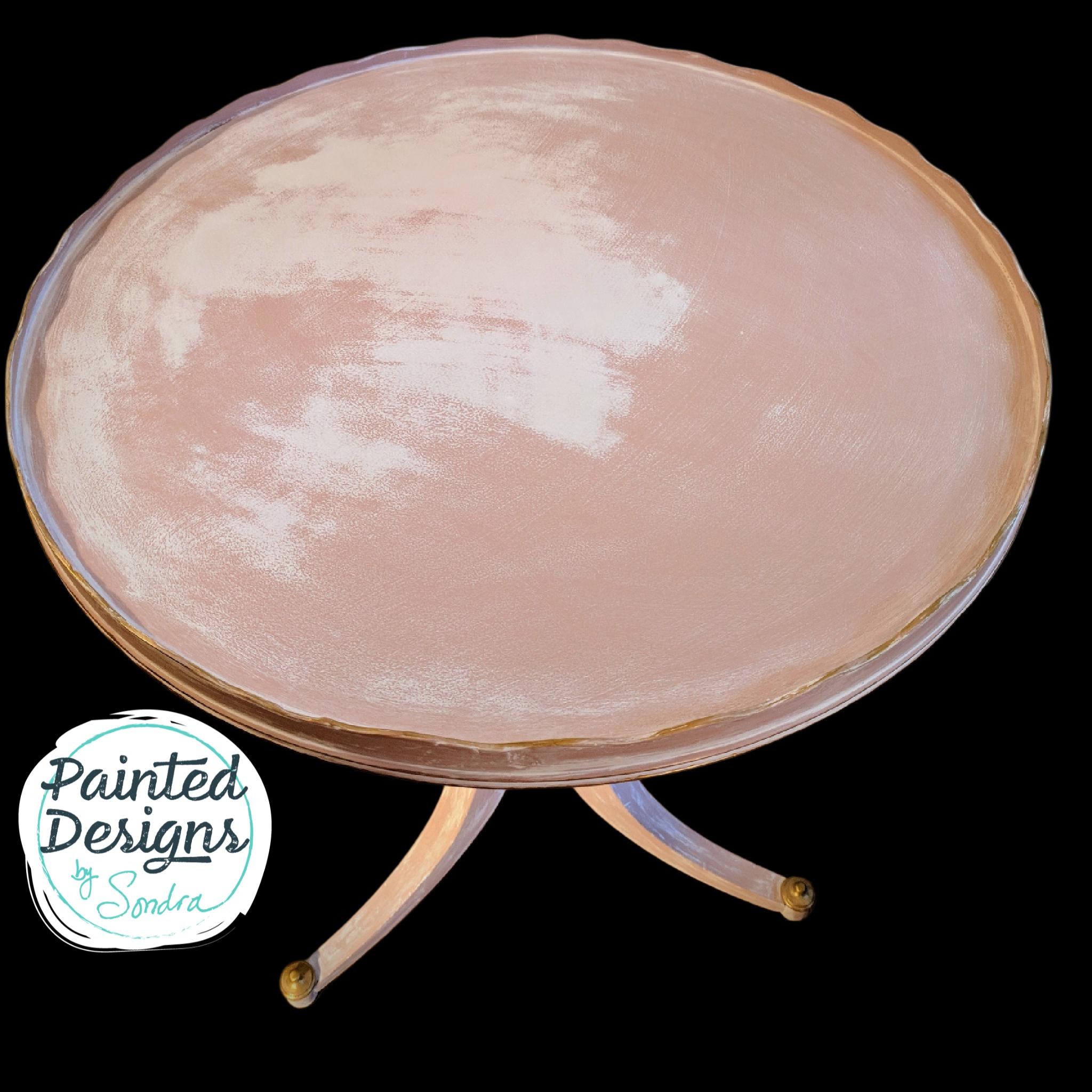 CUSTOM ORDER *OPTION: Painted Soft Pink White Pie Crust Table, view 2
