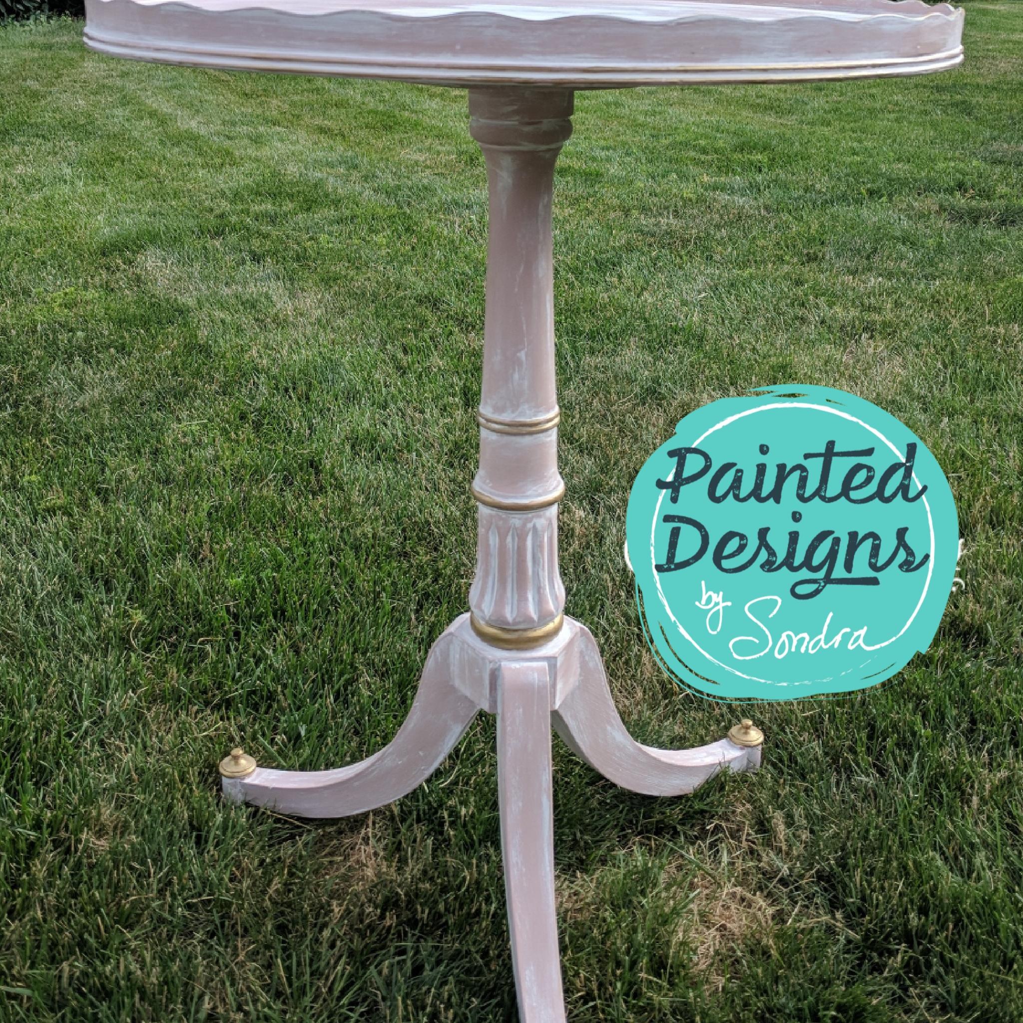 CUSTOM ORDER *OPTION: Painted Soft Pink White Pie Crust Table, view 3