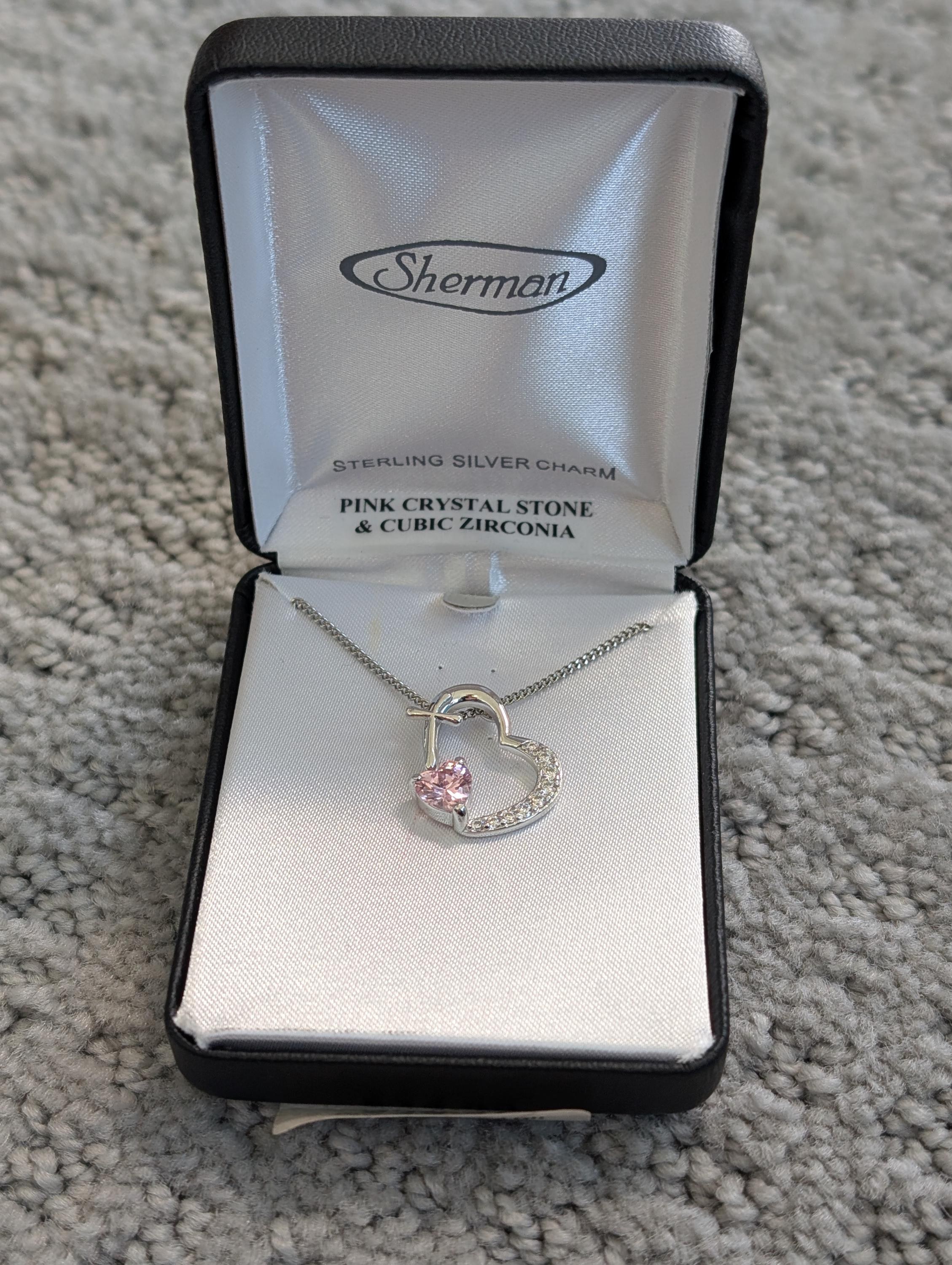 Sterling Silver Heart Necklace with CZs