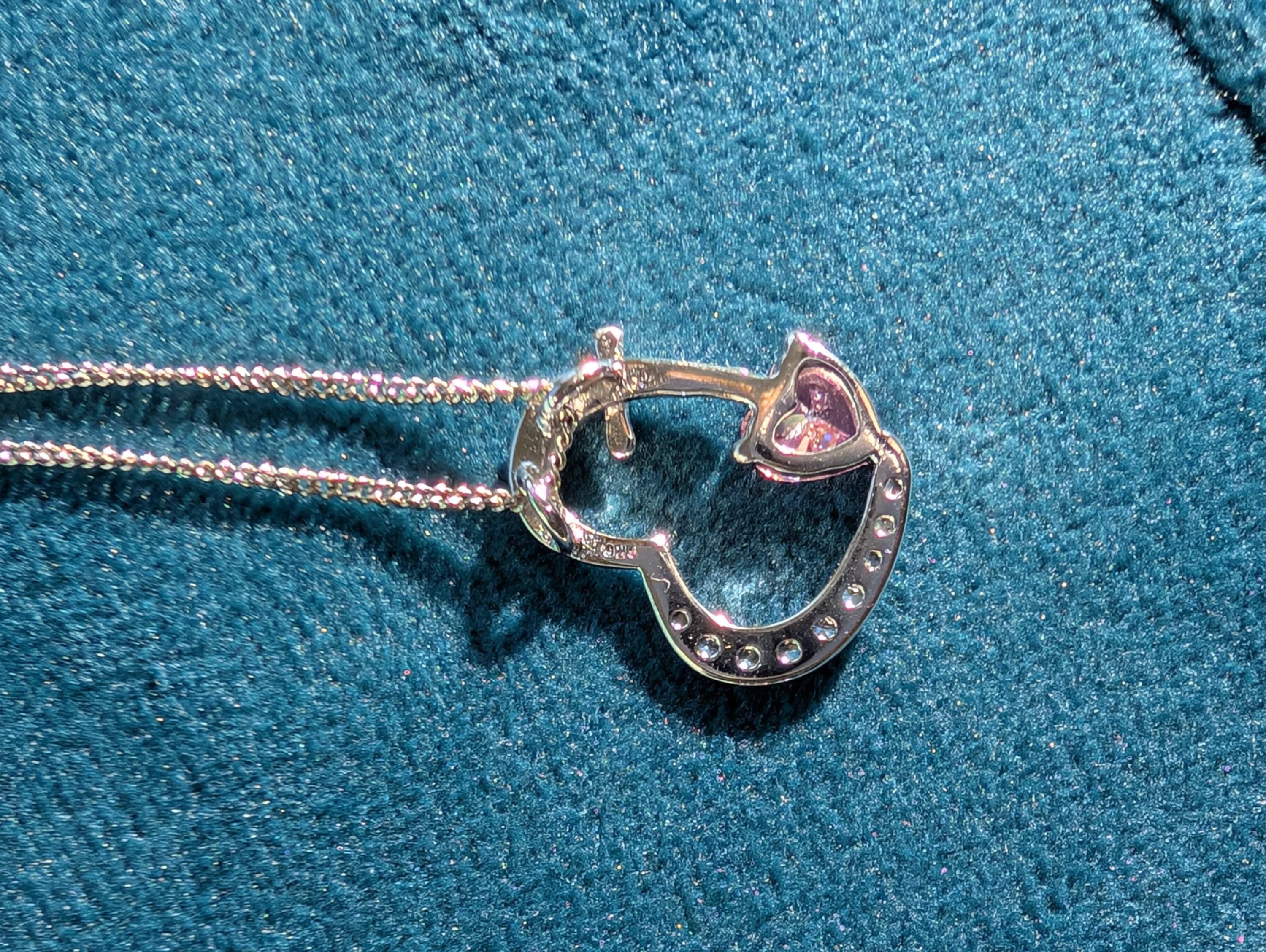 Sterling Silver Heart Necklace with CZs, view 4