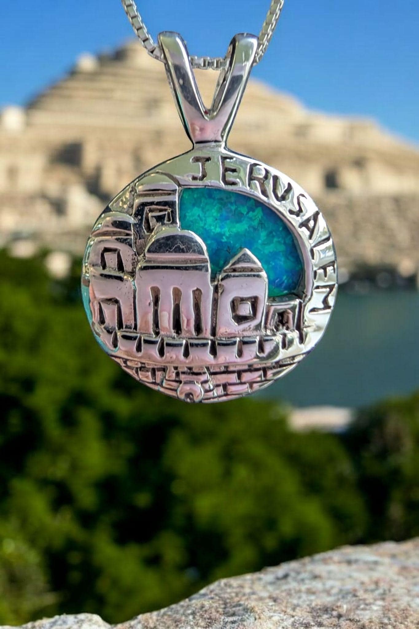 City of Jerusalem Opal Silver 925 Pendant