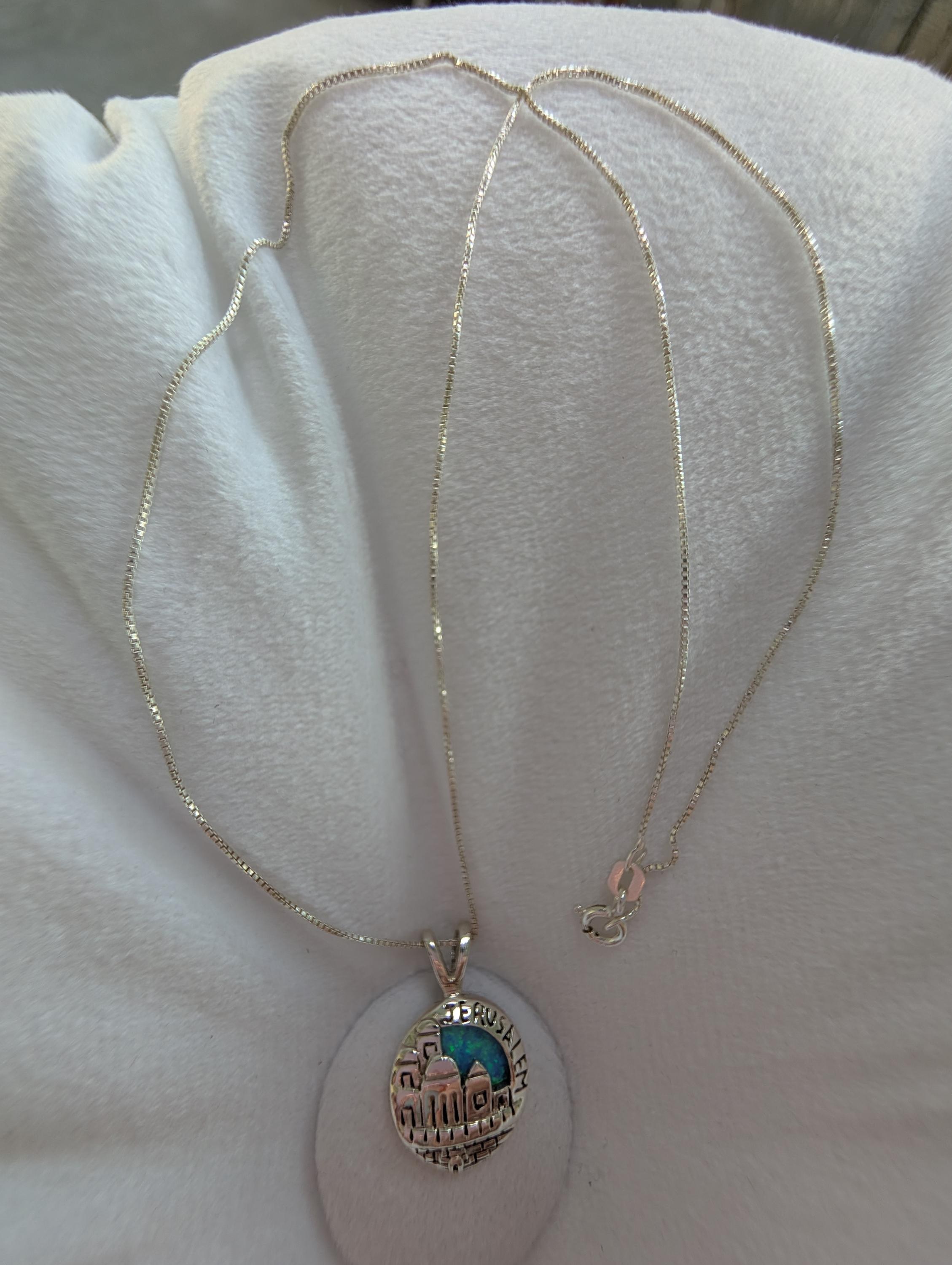 City of Jerusalem Opal Silver 925 Pendant, view 3