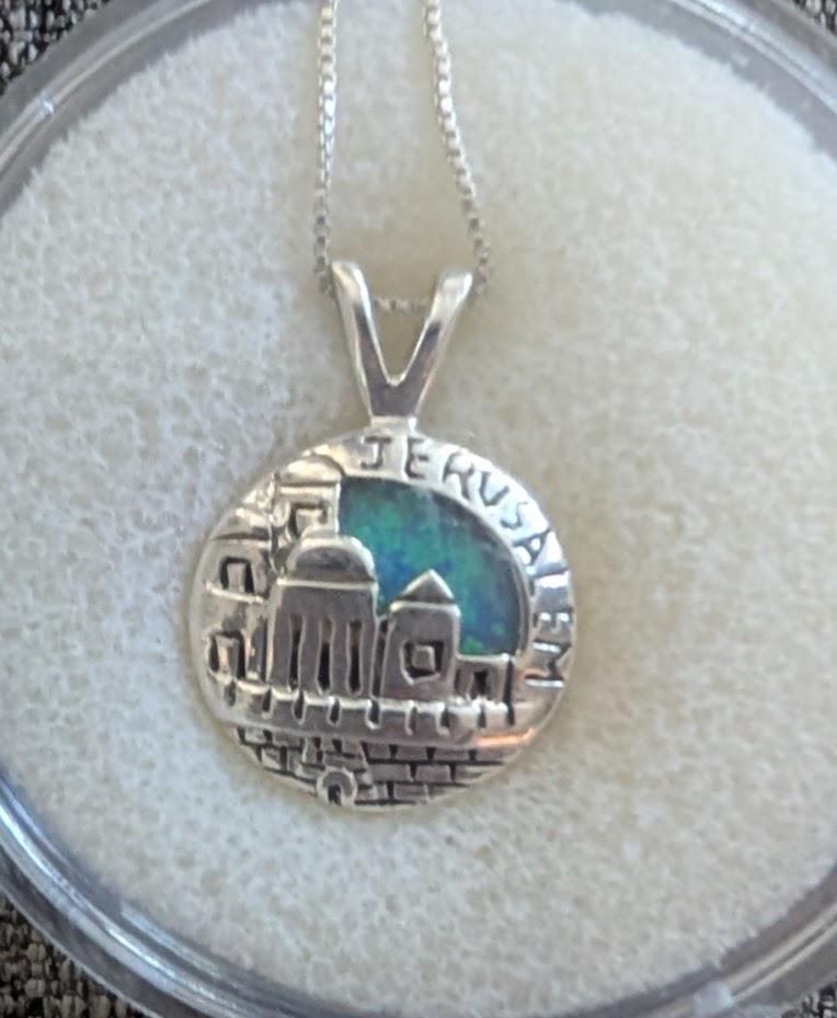 City of Jerusalem Opal Silver 925 Pendant, view 5