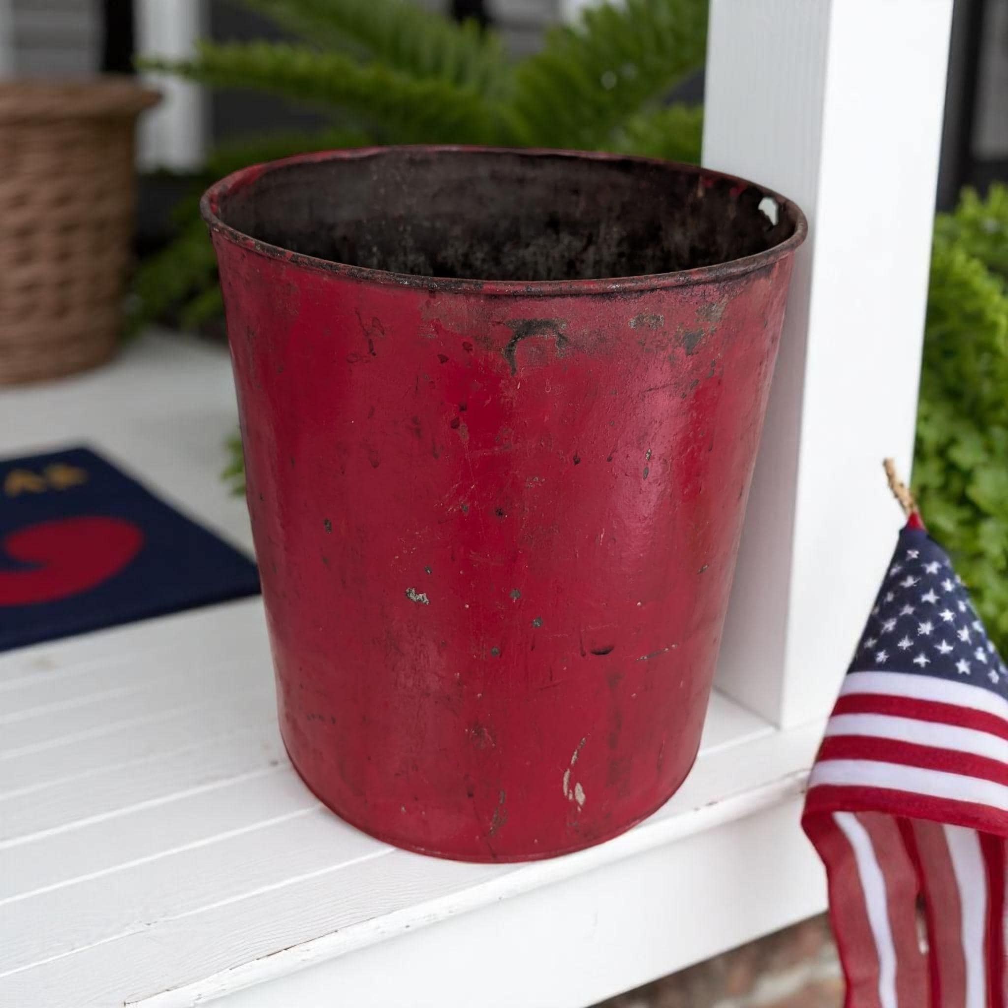 Vintage Red Metal Sap Bucket