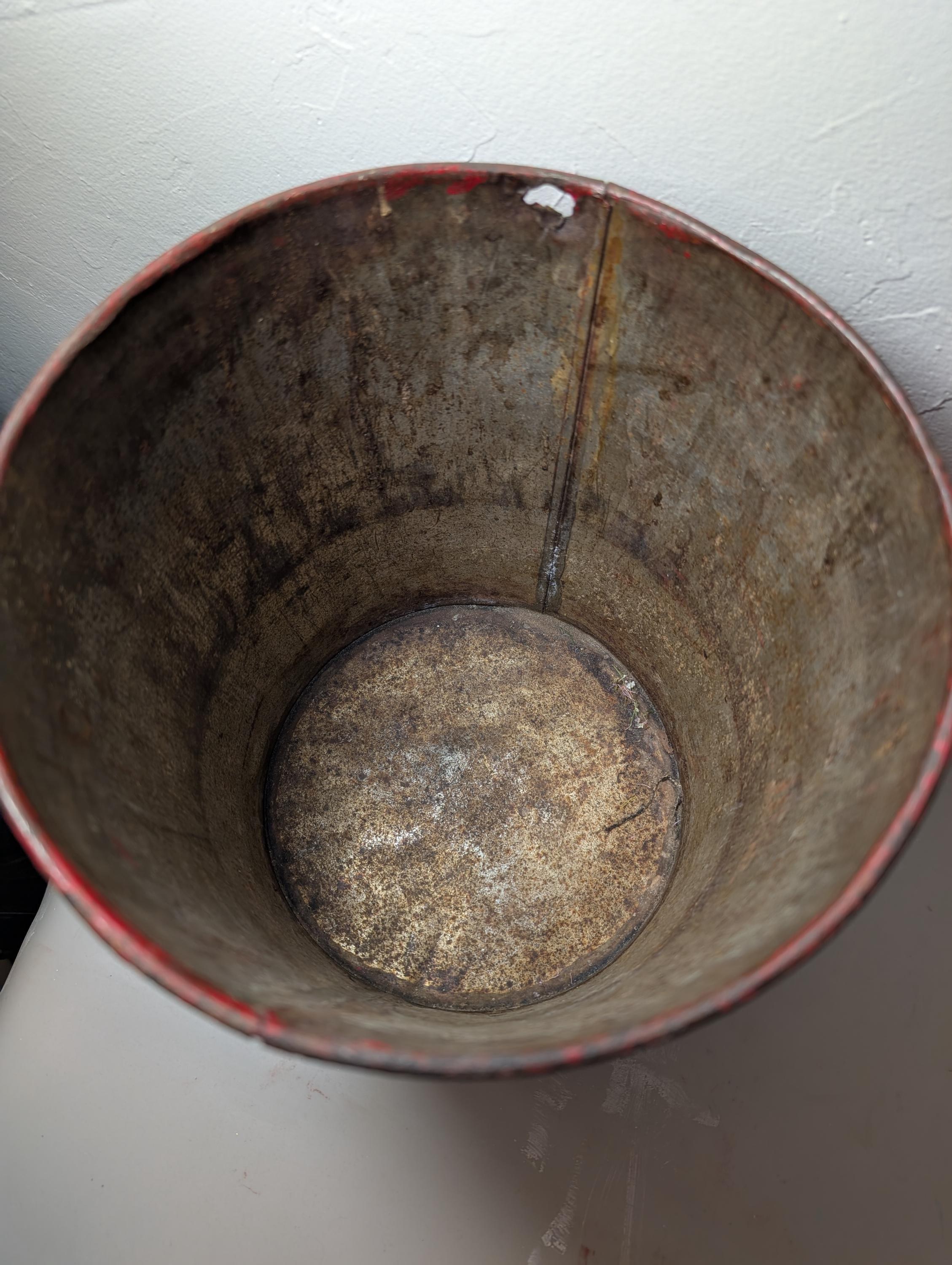 Vintage Red Metal Sap Bucket, view 4