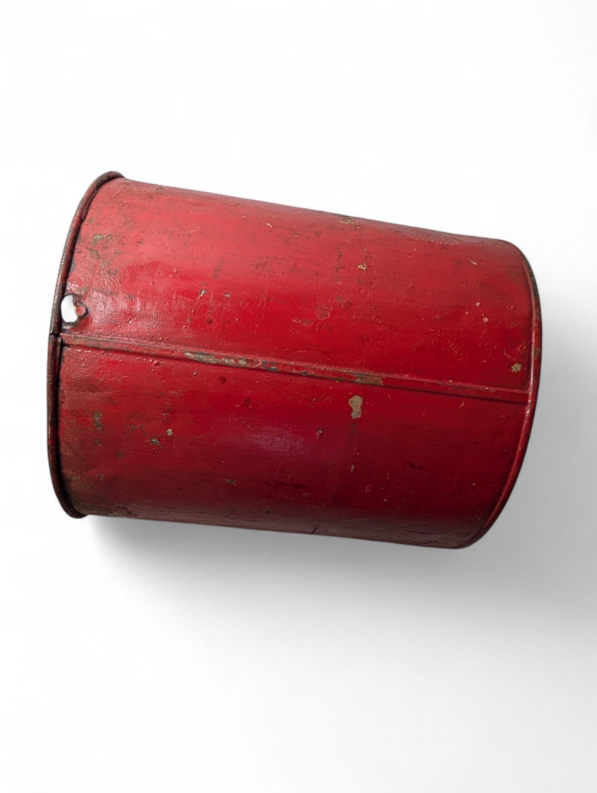 Vintage Red Metal Sap Bucket, view 6