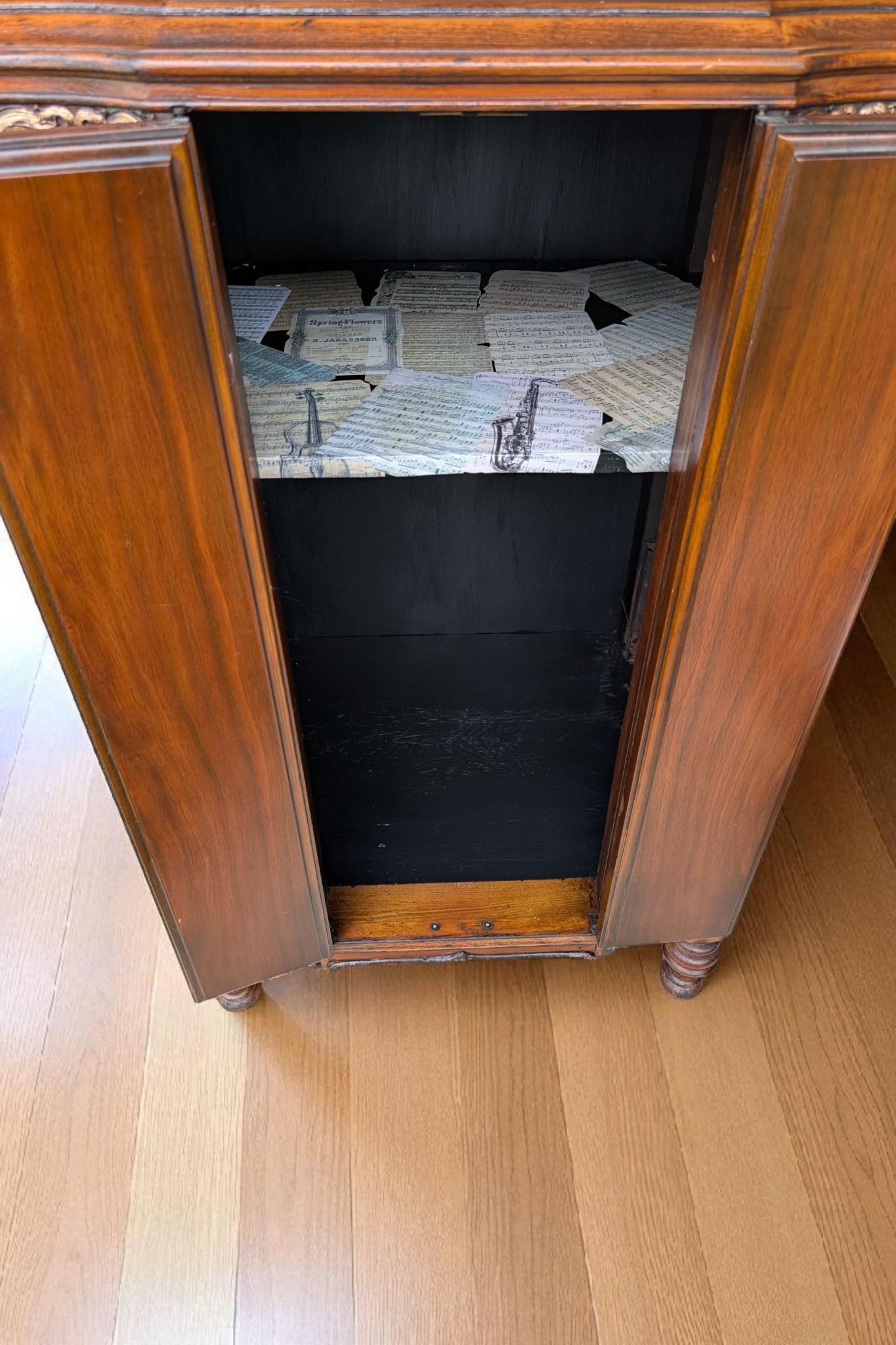 CUSTOM ORDER *OPTION: 1920s Art Nouveau Radio Cabinet Dry Bar, Linen Storage, view 2