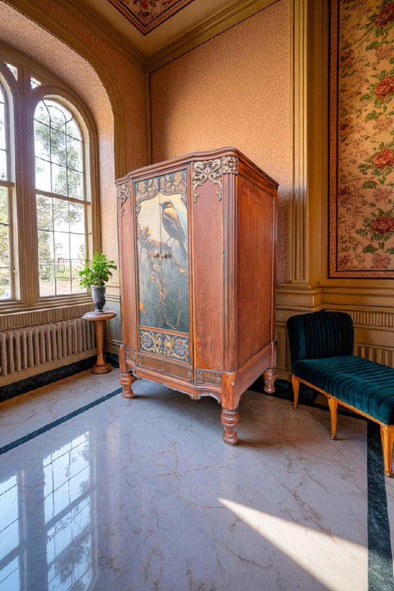 CUSTOM ORDER *OPTION: 1920s Art Nouveau Radio Cabinet Dry Bar, Linen Storage, view 4