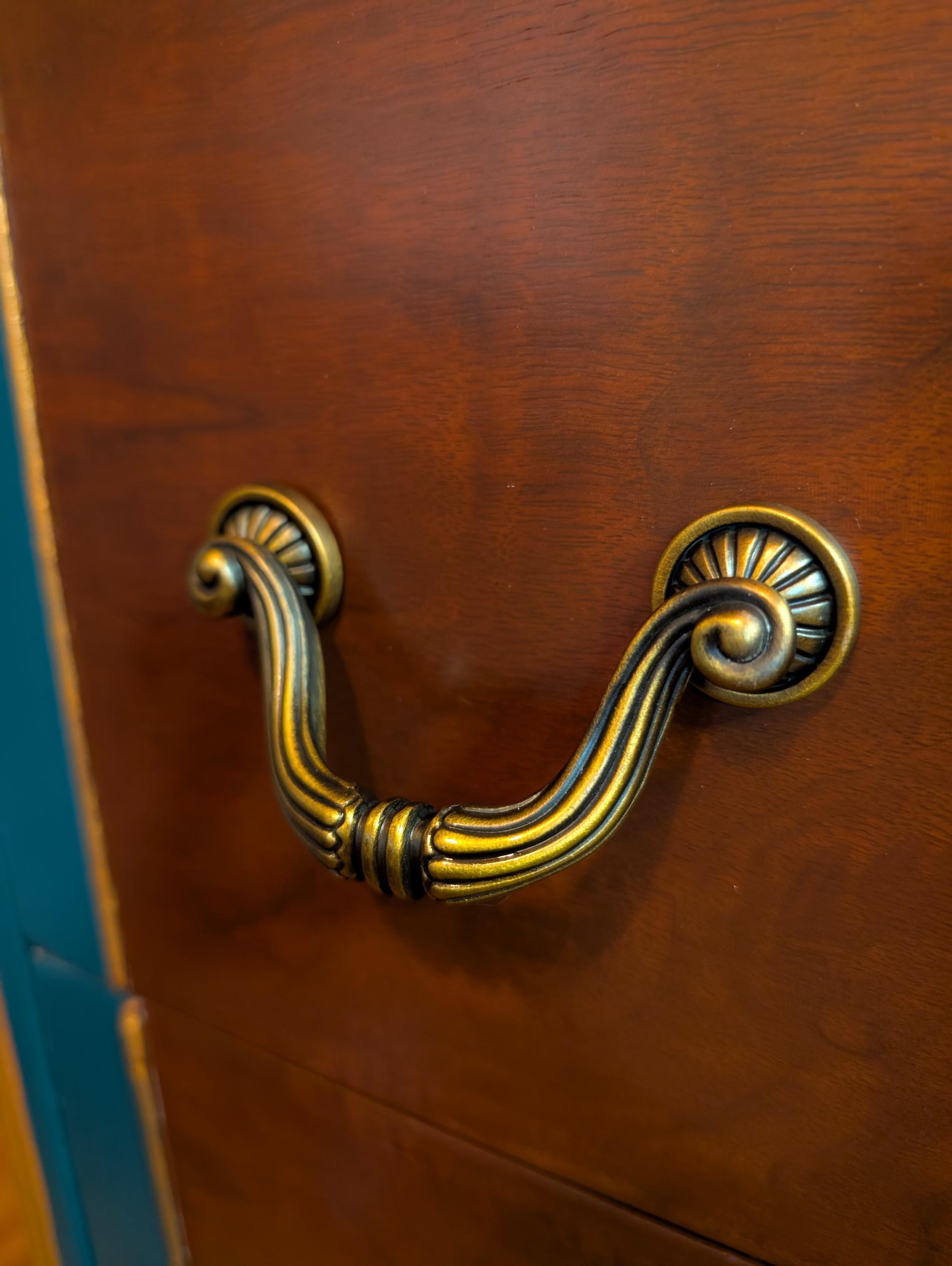 CUSTOM ORDER *OPTION.. Vintage Wood, Painted Blue & Gold Ornate Dresser, view 5