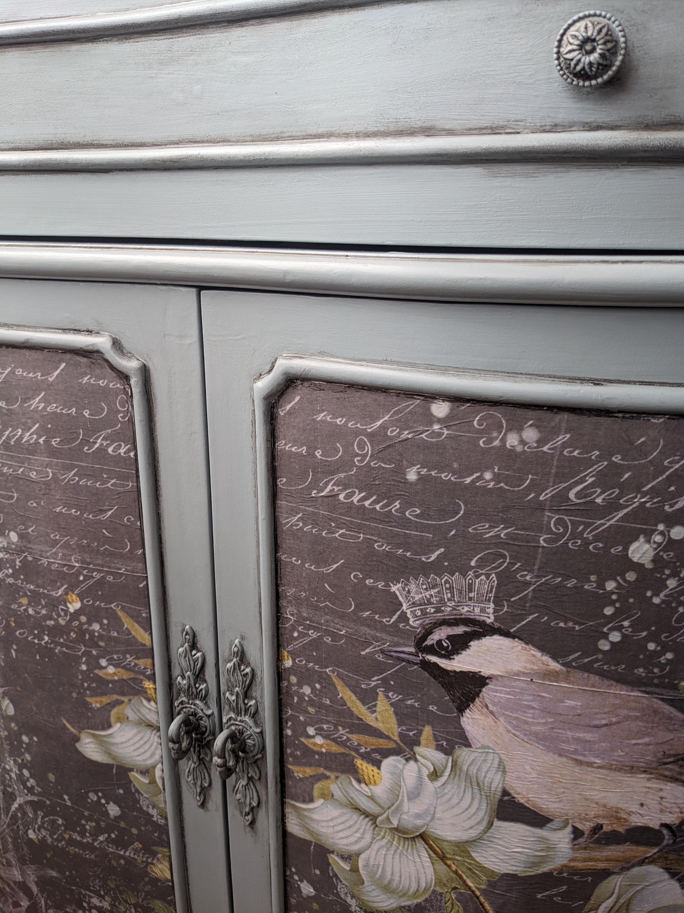 CUSTOM ORDER *OPTION.. Aged Painted Blue French Corner Cabinet, view 2