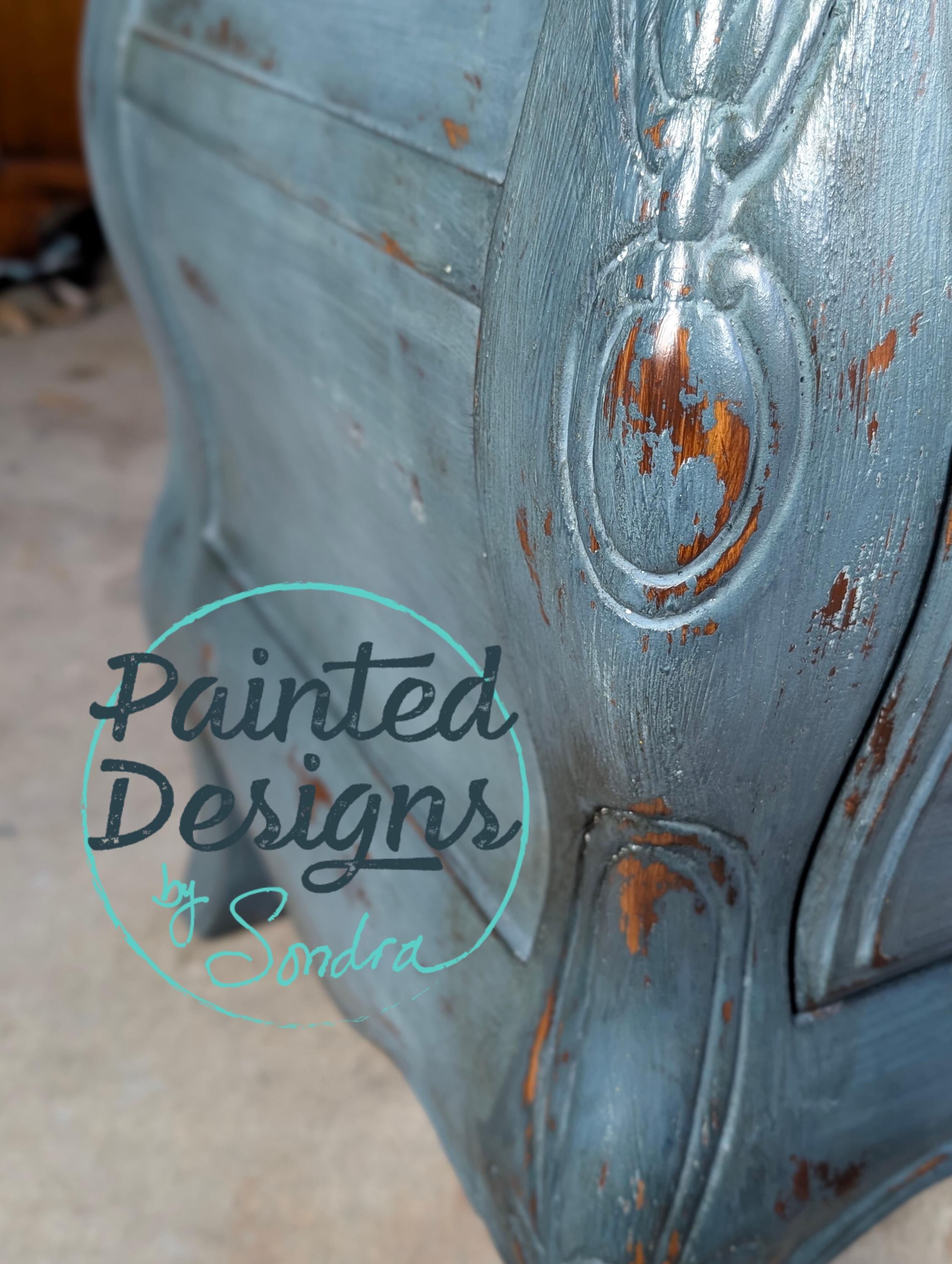 CUSTOME Order Option: Vintage French Provincial Blue Bombe Dresser, view 2