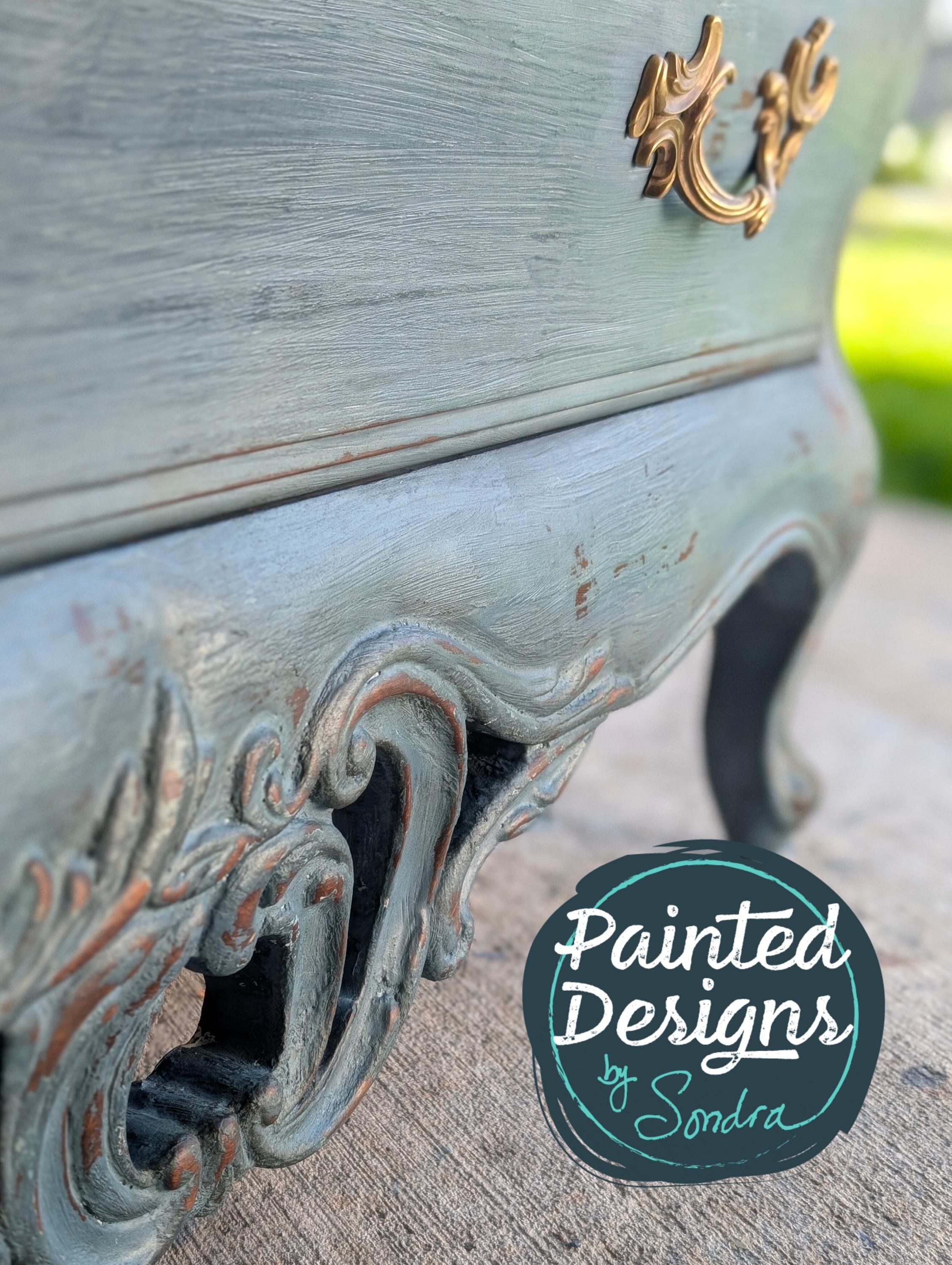 CUSTOME Order Option: Vintage French Provincial Blue Bombe Dresser, view 3